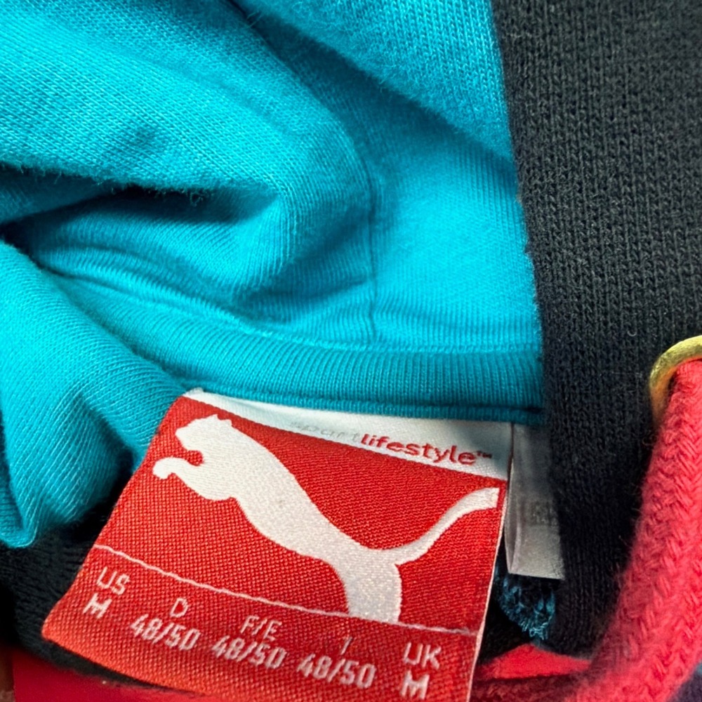 Puma Mens Sportlifestyle Colorblock Hoodie Black Pink Teal Graphic Sweatshirt M - Picture 6 of 6